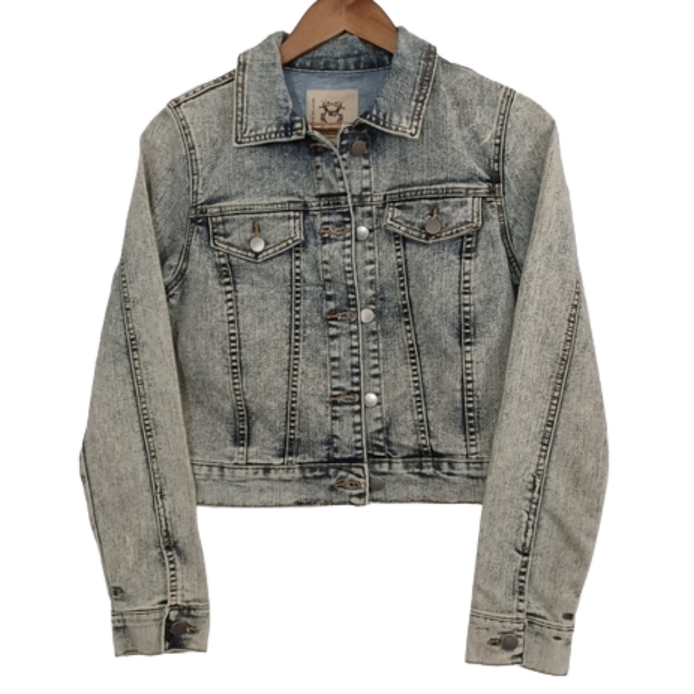 WJ Wax Jeans Design Lab Casual Streetwear Button Down Blue Jean Jacket